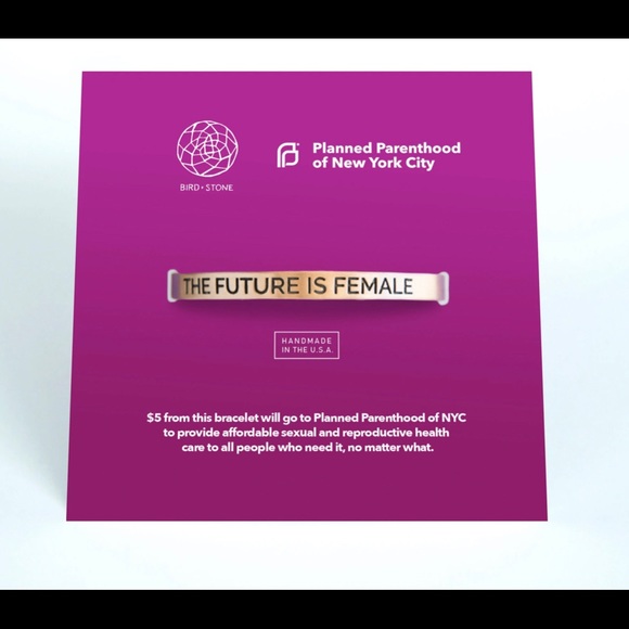 The Future is Female Bird + Stone Gold Plated Cuff - Picture 2 of 2